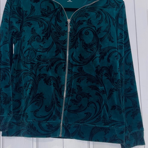 Karen Scott Women's Dark Teal Patterned Jacket - Picture 5 of 7